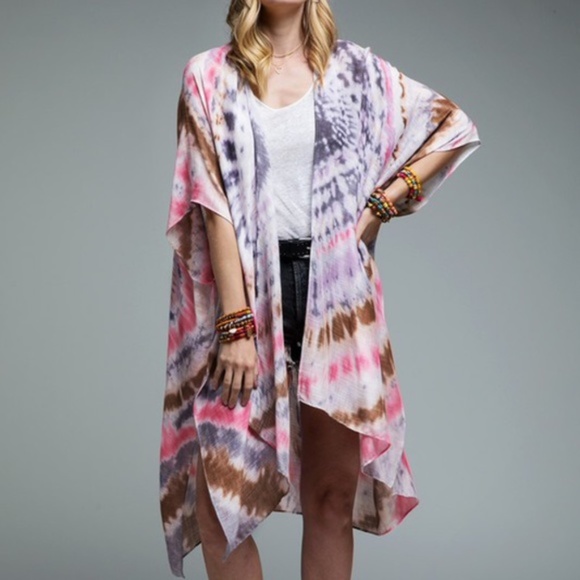 023 Bohemian Tie Dye Kimono  Cover up - Picture 8 of 11